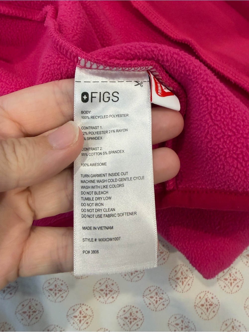 Figs On Shift Fleece Scrub Jacket Hot Pink - Picture 7 of 7